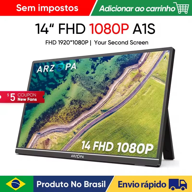 Monitor portátil ARZOPA 14,0'' 1080P FHD IPS