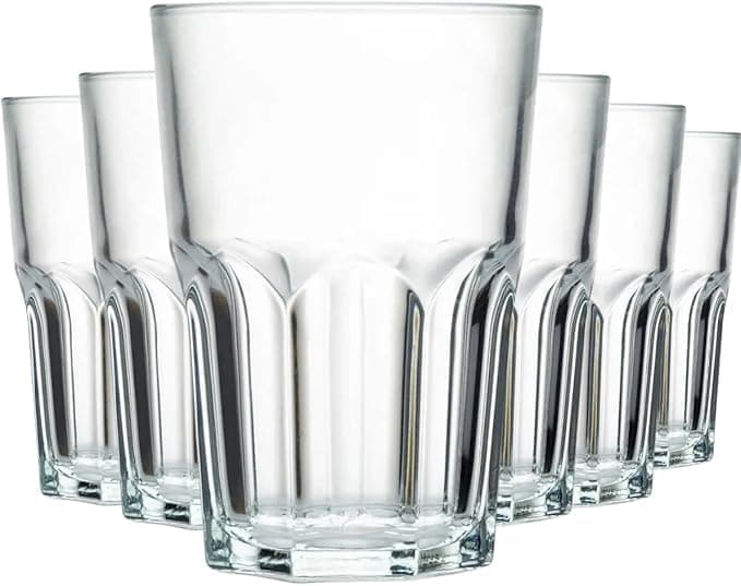 Kit de Copos de Vidro Sydney 350ml – Jogo com 6 Peças, Design Robusto e Elegante, Vidro Reforçado 4mm para Drinks, Sucos e Whisky