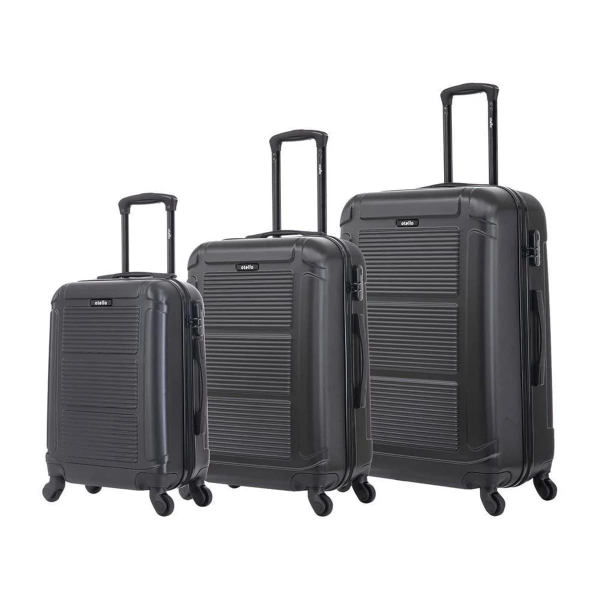 Kit Mala Viagem Otello Luggage 3Pçs P/M/G 15 23 e 30Kg Rodas 360 - Preto