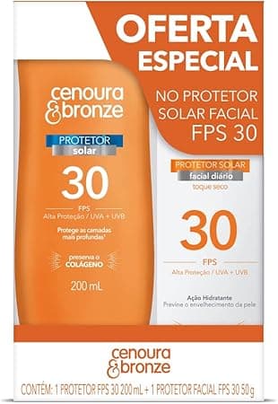 Cenoura e Bronze Kit Protetor Solar Corpo FPS 30 200ml + Facial FPS 30 50g