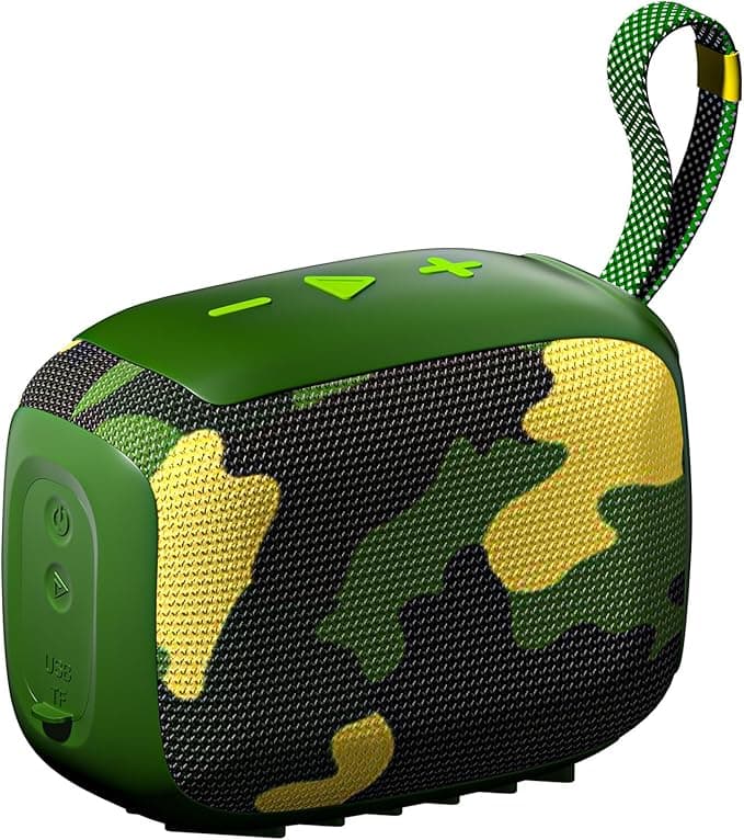 Caixa de Som, inava, Go-4, Bluetooth, Portátil,12h de reprodução, À Prova D'água IP67, TWS/FM/USB/TF(Camuflado)