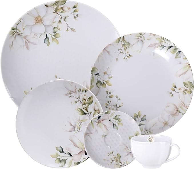 Aparelho de Jantar Tramontina Magnólia em Porcelana Decorada 20 Peças