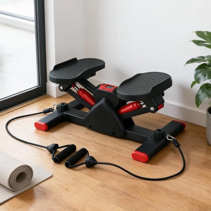 Mini Stepper Hidráulico com Elásticos de Resistência e Monitor LCD - Simulador de Caminhada para Exercícios em Casa