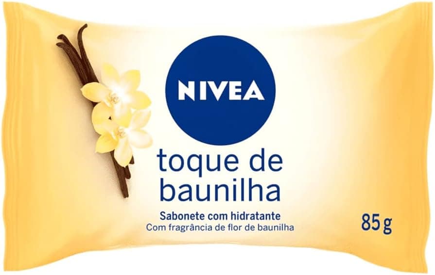 NIVEA Sabonete em Barra Toque de Baunilha 85g, Limpeza Suave, Banho, Pele Macia e Hidratada, Ativos Hidratantes, Uso Diário, Todas as Peles