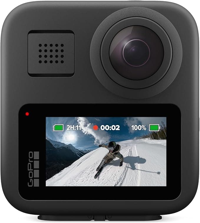 GoPro Max 360 - Câmera de Ação à Prova d'água, Vídeo 360 5.6K, Reenquadramento 4K, Foto 360, GPS, Live 1080p, Max HyperSmooth, TimeWarp, Trava de horizonte, Capturas com bastão invisível