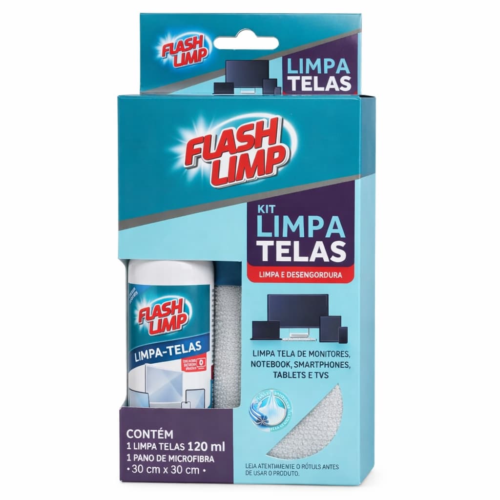 Kit Limpa Telas Flash Limp Spray 120ml Com Pano De Microfibra