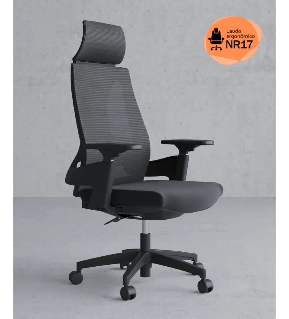 Cadeira De Escritório Rivatti Presidente NR17 Ergonômica Premium Toledo Cor Preto