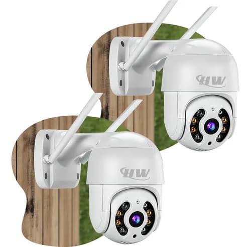 Kit 2 Câmeras Segurança IP WiFi Externa iCSee Infravermelho Prova D’Água - HW