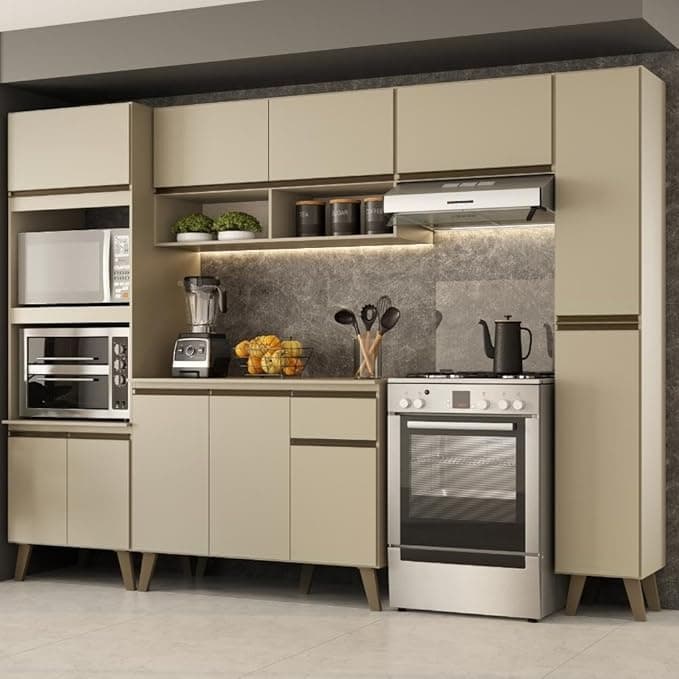 Armário de Cozinha Completa Atlanta Plus Amêndoa Carraro