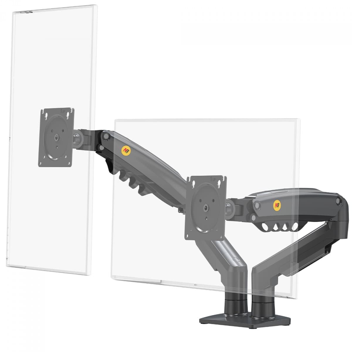 Suporte de Mesa North Bayou F160, Articulado, Com Pistão, Para 2 Monitores 17 Até 27 Pol, Preto