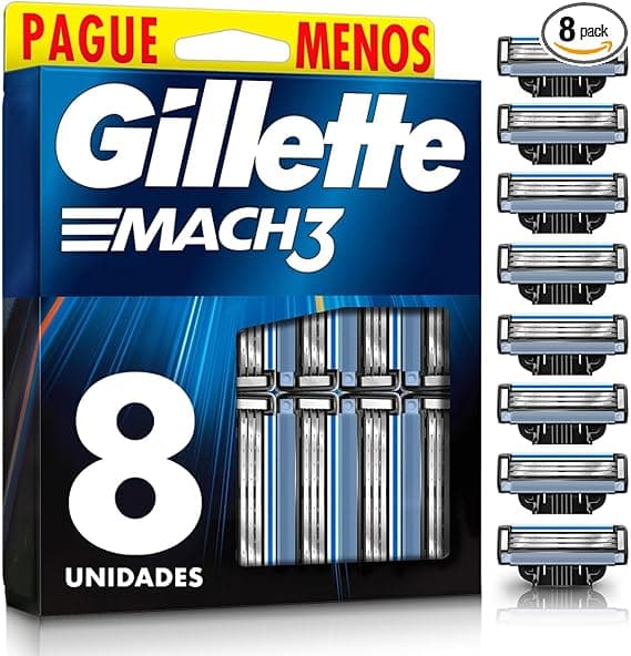Gillette Mach3 - Carga para Aparelho de Barbear, Leve 8 Pague 6 (o pacote pode variar)