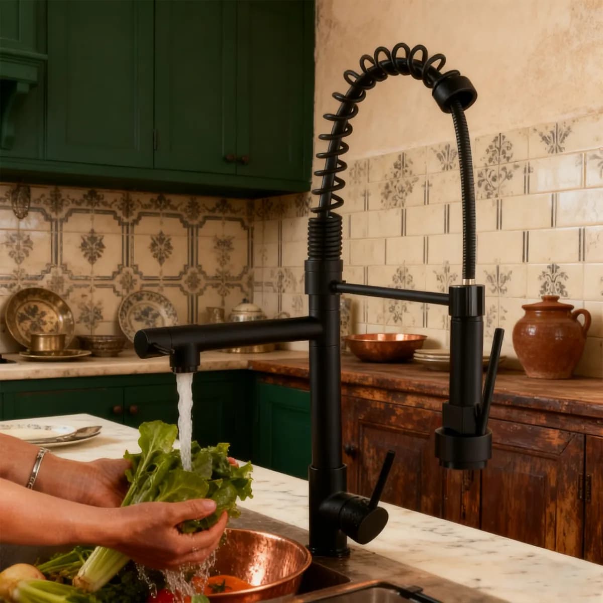 Torneira De Aço Inoxidável Bancada Grande Cozinha De Mola