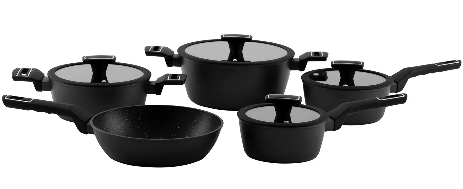 Jogo de Panelas Brinox Revestimento Cerâmico Preto 5 Peças Carbon Ceramic Life