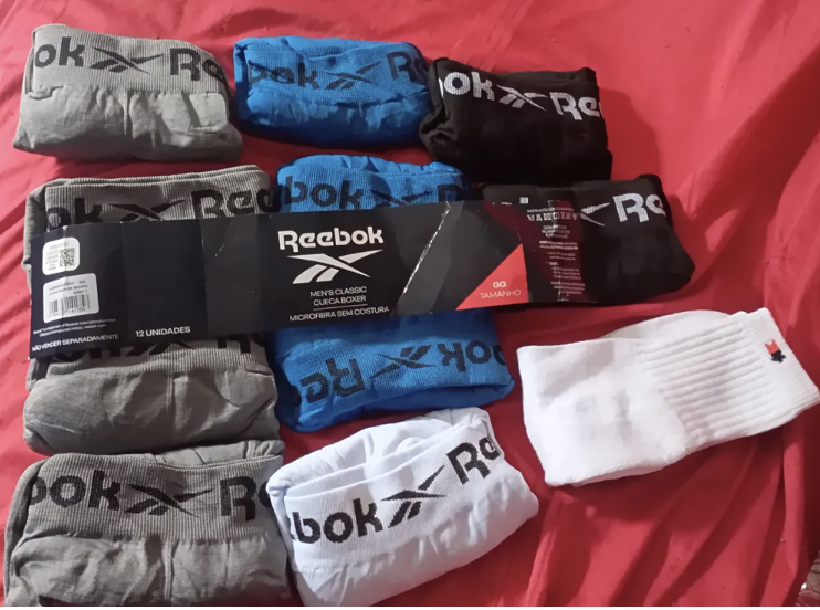 Kit 10 Cueca Boxer Reebok Sem Costura Box 1 Par De Meias