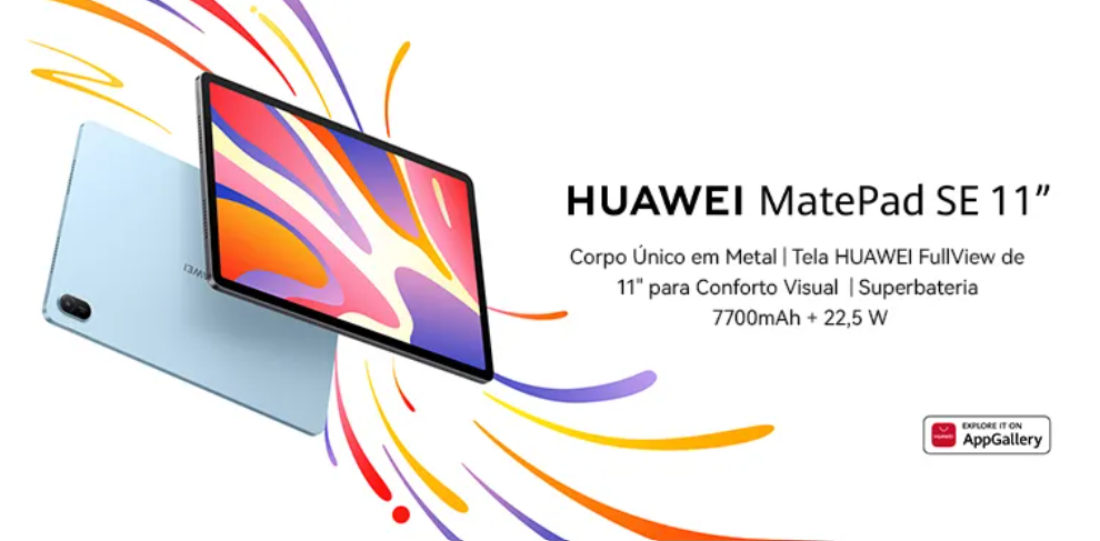 Tablet HUAWEI MatePad SE 11 6 128GB Tela HUAWEI FullView de 11" para Conforto Visual Superbateria de 7700 mAh 225W Câmera Traseira 8 MPCâmera Frontal 5 MP Cinza Nebula