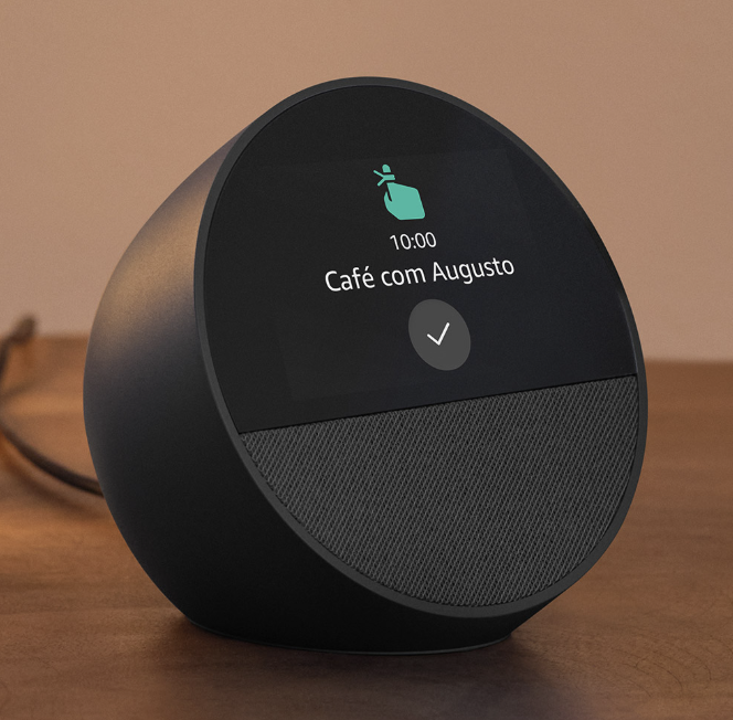 Echo Spot com Alexa (Geração mais recente) | Despertador inteligente com som vibrante | Cor Preta