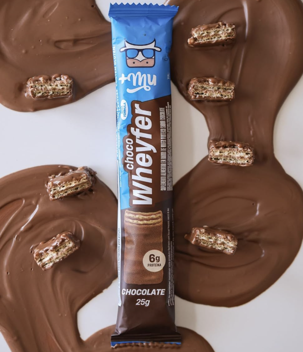 Chocowheyfer, Mais Mu, Wafer Proteico Sabor Chocolate, 6g de Proteína, Zero Açúcar, Display com 12 Unidades