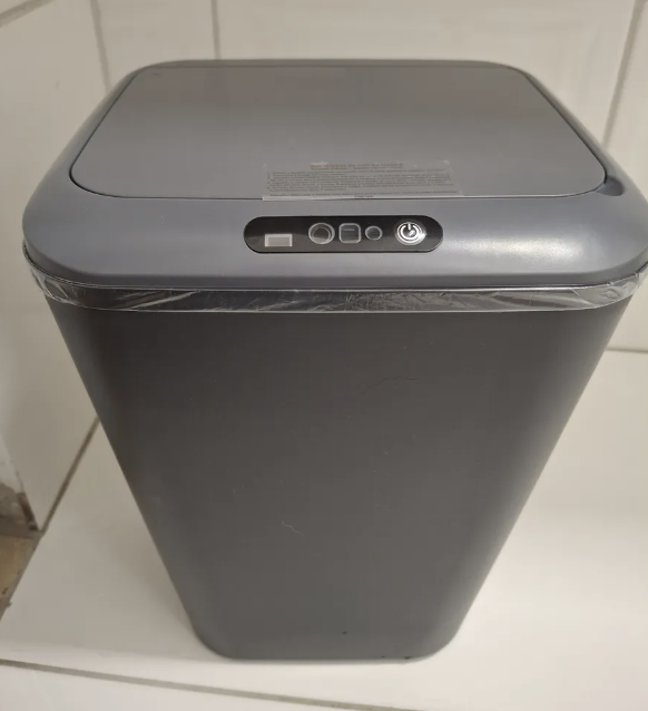 Lixeira Inteligente Sensor Automático 16l Cinza Smart Recarregável Para Banheiro E Cozinha