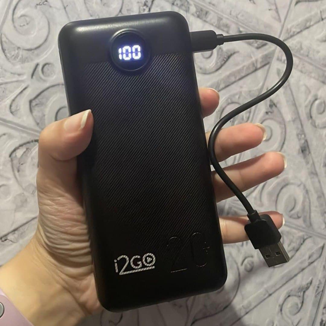 I2GO, Carregador Portátil (Power Bank) Ultra Rápido 20000mAh, Power Delivery 20W, 2 Saídas USB 1 Saída/Entrada USB-C, Preto, i2GO PRO