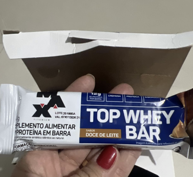 Max Titanium Top Whey Bar 12 Unidades De 41G (Doce De Leite)
