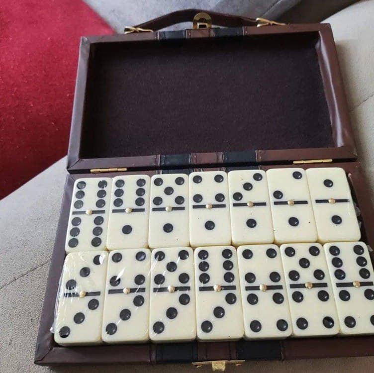 Dominó Profissional De Osso Maleta Luxo Com 28 Peças