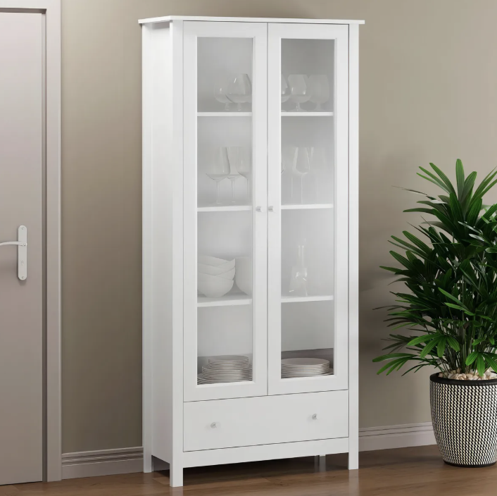 Cristaleira 2 Portas 1 Gaveta Ditália Branco E-954