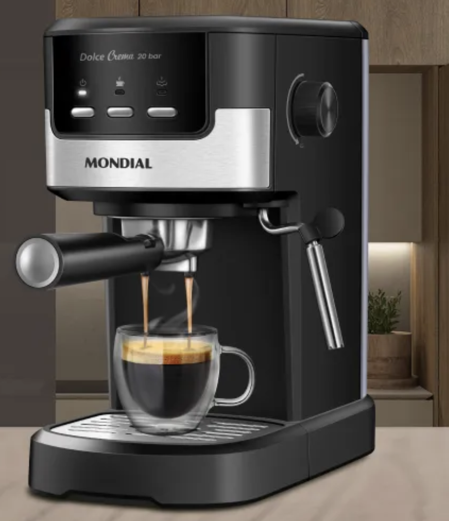 Cafeteira Espresso Dolce Crema 20 Bar Mondial Preto/Inox 1200W C-21-E-CNP