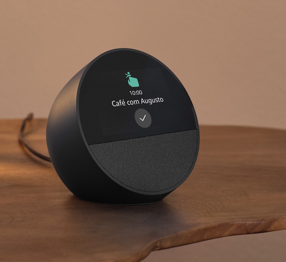 Echo Spot com Alexa (Geração mais recente) | Despertador inteligente com som vibrante | Cor Preta