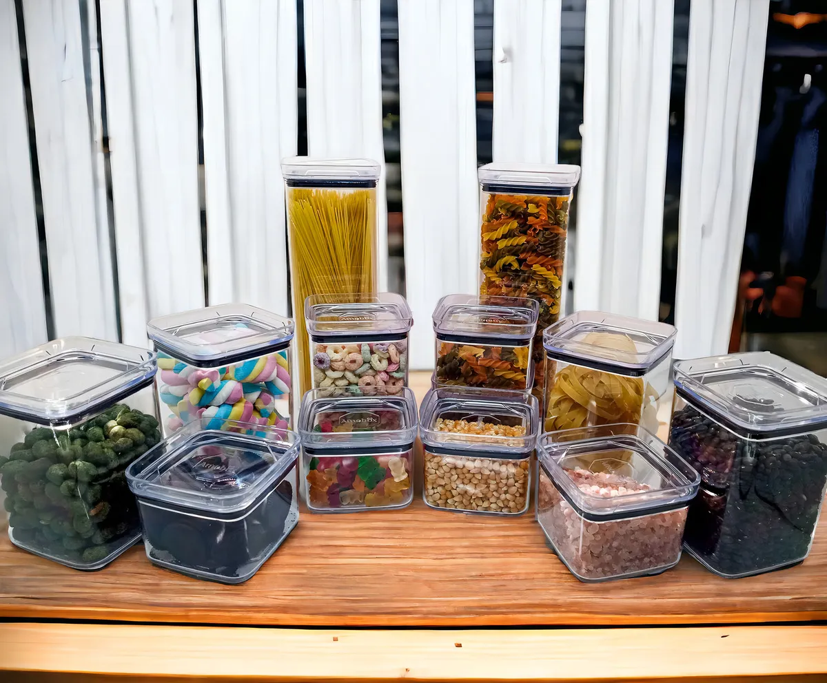 Kit Potes Porta Mantimento Hermético Quadrado Cozinha 12 Uni