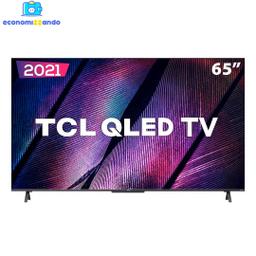 Smart TV QLED 65" 4K TCL Google TV 65C725 UHD, Dolby Vision Atmos, HDR10+, Dual Band, Comando de voz à distância, Google Assistant e Design Sem Bordas
